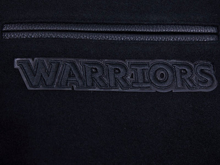 NBA GOLDEN STATE WARRIORS TRIPLE BLACK VARSITY JACKET - Rare Leather