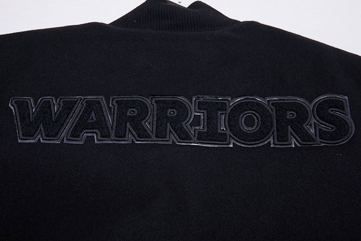 NBA GOLDEN STATE WARRIORS TRIPLE BLACK VARSITY JACKET - Rare Leather
