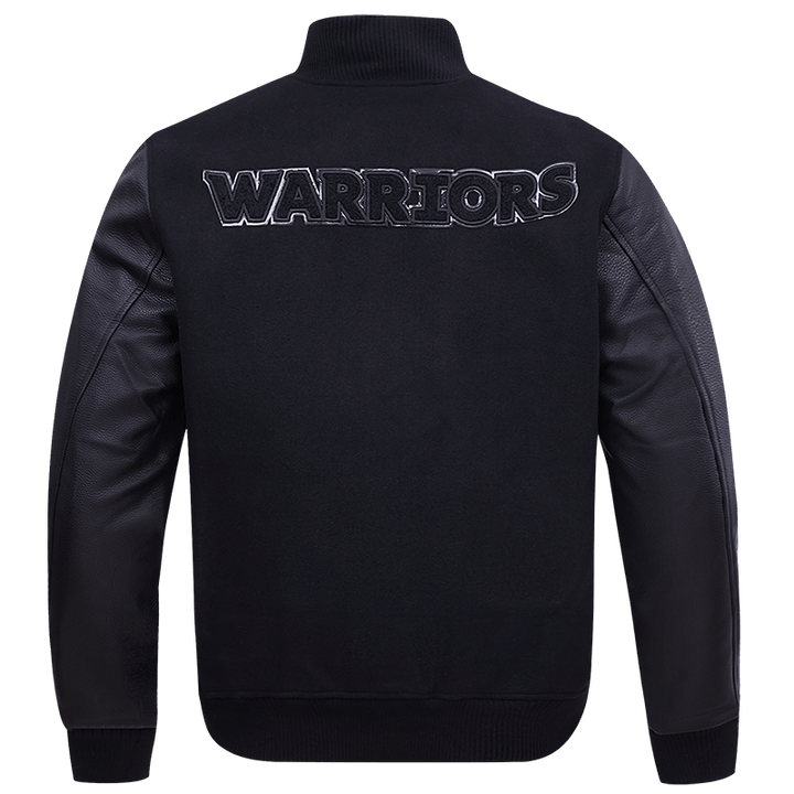 NBA GOLDEN STATE WARRIORS TRIPLE BLACK VARSITY JACKET - Rare Leather