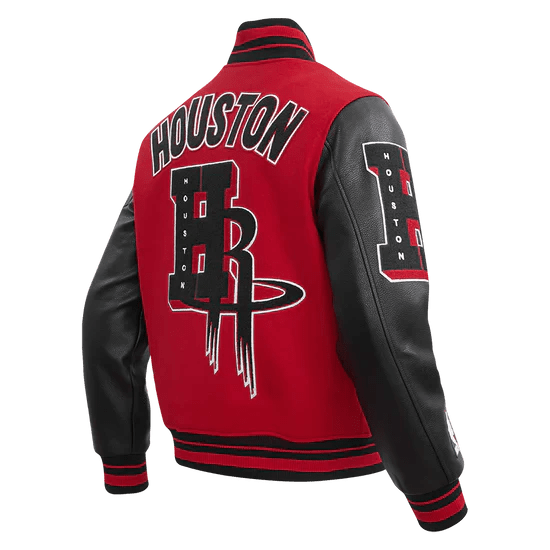 NBA Houston Rockets Mashup Men's Rib Wool Varsity Jacket - Rare Leather
