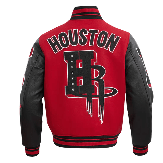 NBA Houston Rockets Mashup Men's Rib Wool Varsity Jacket - Rare Leather