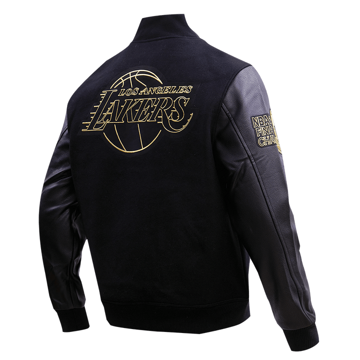 NBA LOS ANGELES LAKERS BLACK & GOLD WOOL VARSITY JACKET - Rare Leather