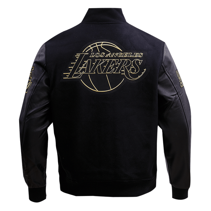 NBA LOS ANGELES LAKERS BLACK & GOLD WOOL VARSITY JACKET - Rare Leather