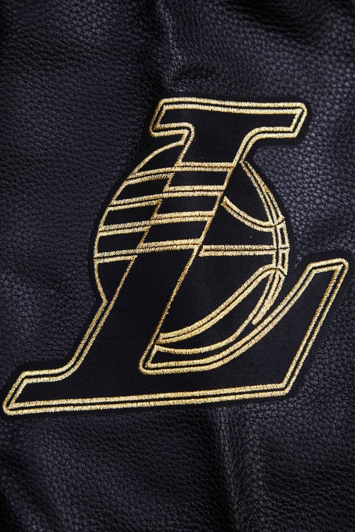 NBA LOS ANGELES LAKERS BLACK & GOLD WOOL VARSITY JACKET - Rare Leather