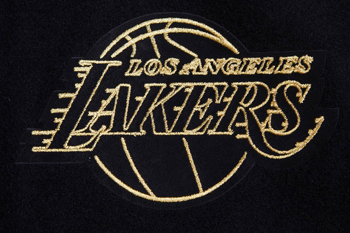 NBA LOS ANGELES LAKERS BLACK & GOLD WOOL VARSITY JACKET - Rare Leather