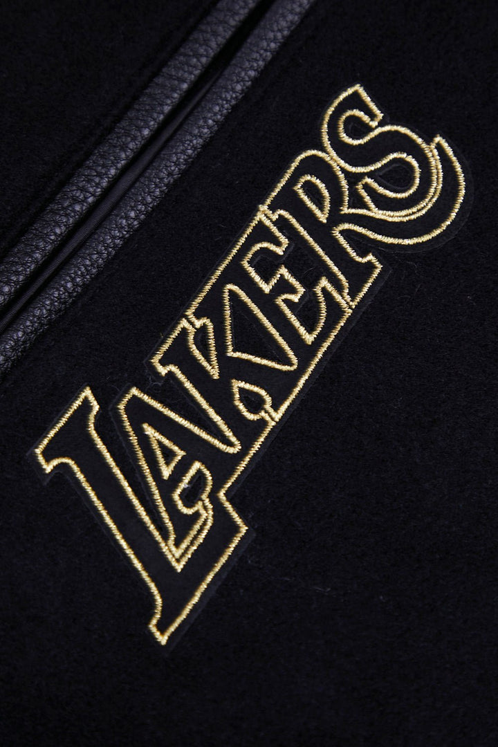 NBA LOS ANGELES LAKERS BLACK & GOLD WOOL VARSITY JACKET - Rare Leather