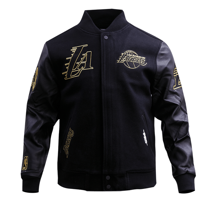 NBA LOS ANGELES LAKERS BLACK & GOLD WOOL VARSITY JACKET - Rare Leather