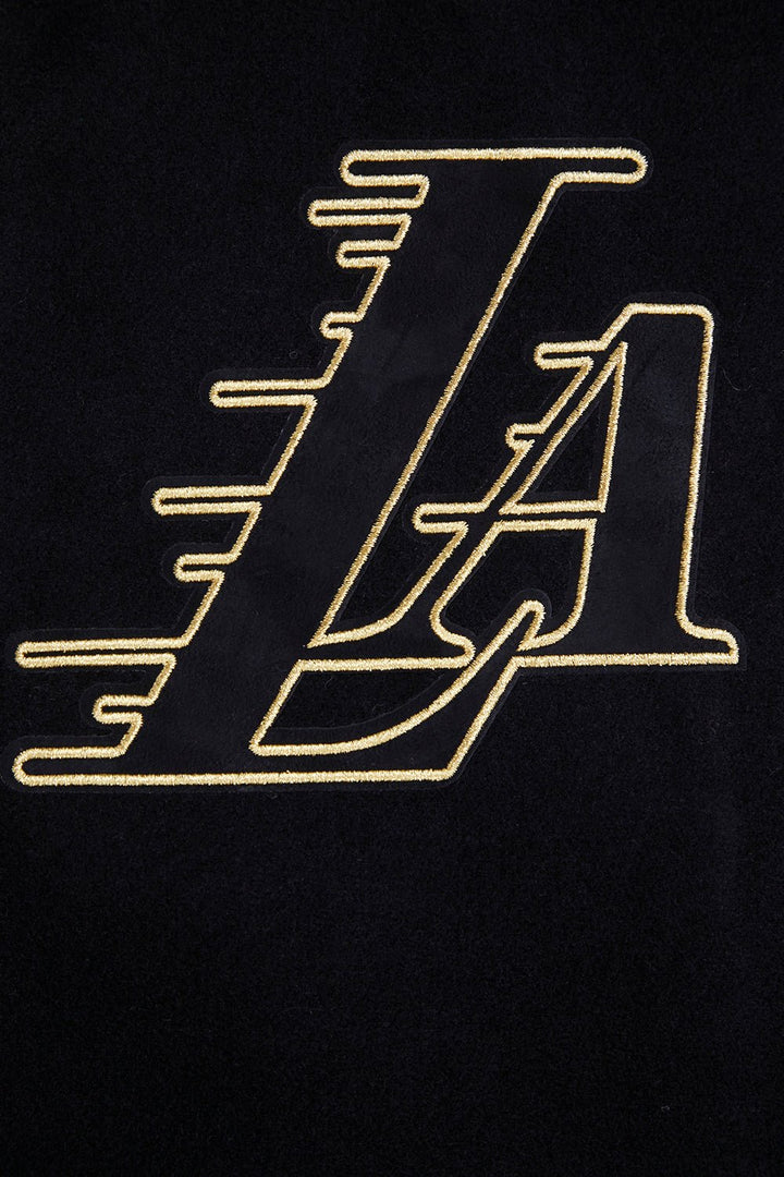 NBA LOS ANGELES LAKERS BLACK & GOLD WOOL VARSITY JACKET - Rare Leather