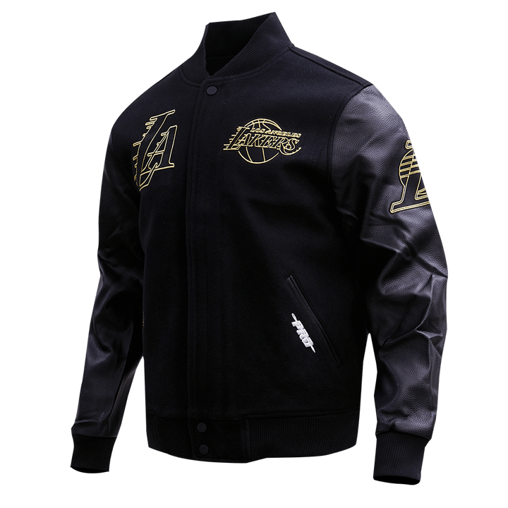 NBA LOS ANGELES LAKERS BLACK & GOLD WOOL VARSITY JACKET - Rare Leather