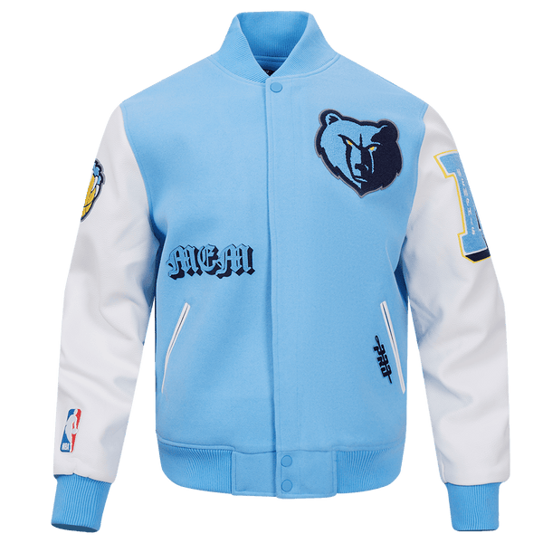 NBA MEMPHIS GRIZZLIES OLD ENGLISH RIB WOOL VARSITY JACKET - Rare Leather