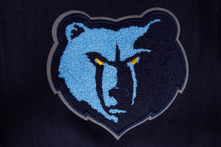 NBA MEMPHIS GRIZZLIES SCRIPT TAIL RIB WOOL VARSITY JACKET (MIDNIGHT NAVY/WHITE) - Rare Leather