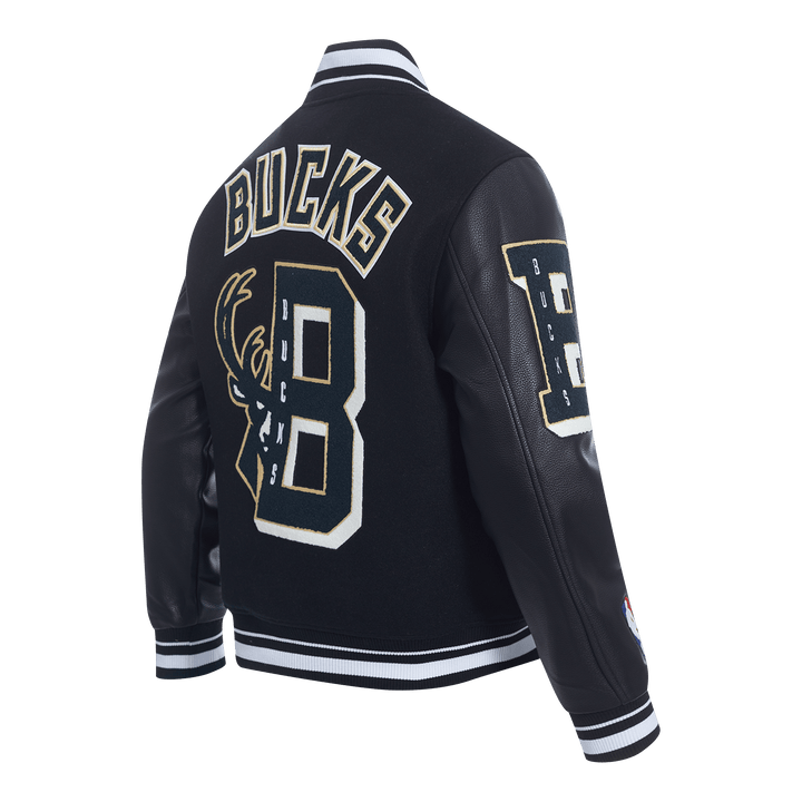 NBA MILWAUKEE BUCKS MASHUP RIB WOOL VARSITY JACKET - Rare Leather