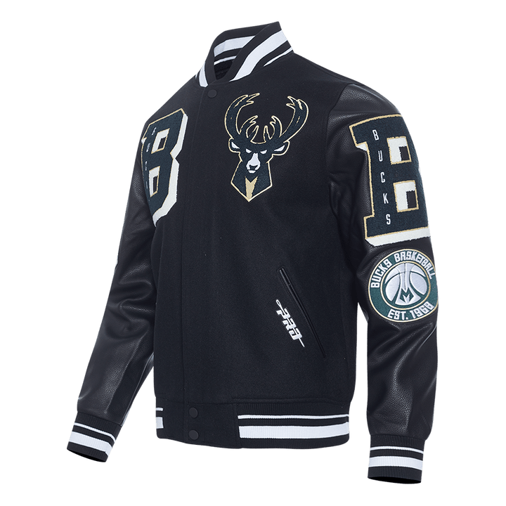 NBA MILWAUKEE BUCKS MASHUP RIB WOOL VARSITY JACKET - Rare Leather