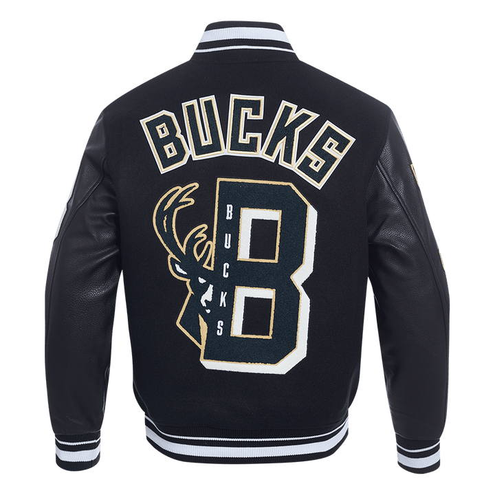 NBA MILWAUKEE BUCKS MASHUP RIB WOOL VARSITY JACKET - Rare Leather