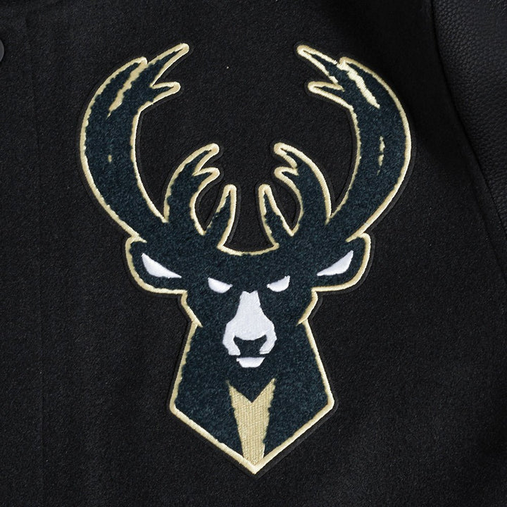 NBA MILWAUKEE BUCKS MASHUP RIB WOOL VARSITY JACKET - Rare Leather