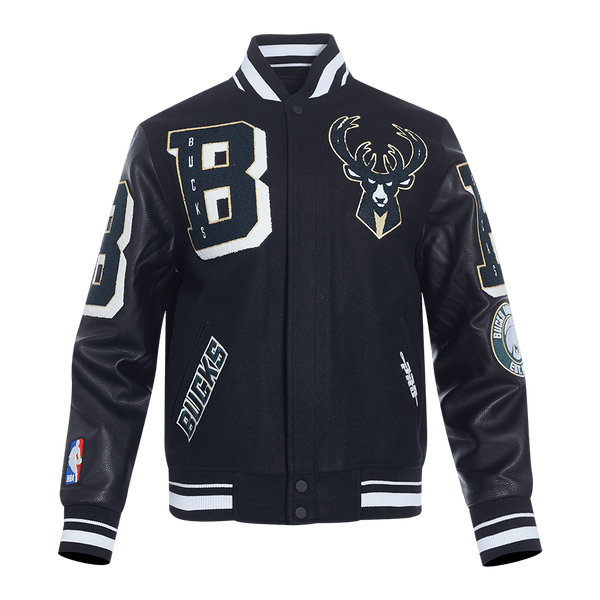 NBA MILWAUKEE BUCKS MASHUP RIB WOOL VARSITY JACKET - Rare Leather