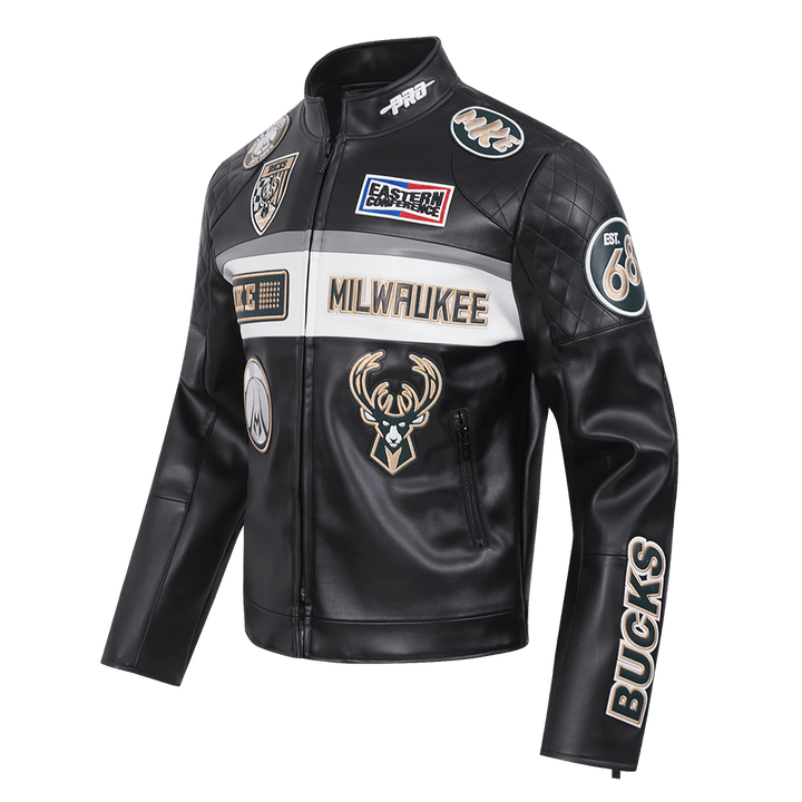 NBA Milwaukee Bucks Men’s Moto Jacket - Rare Leather Order Now !!