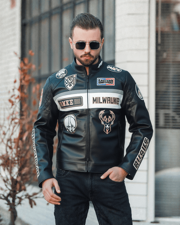 NBA Milwaukee Bucks Men’s Moto Jacket - Rare Leather Order Now !!