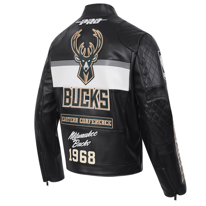 NBA Milwaukee Bucks Men’s Moto Jacket - Rare Leather Order Now !!