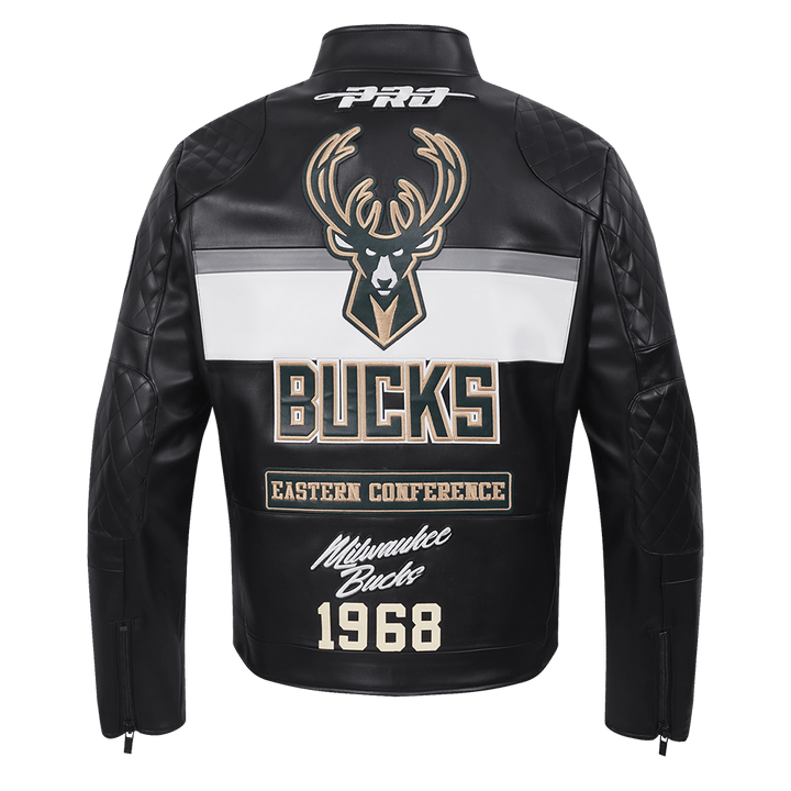 NBA Milwaukee Bucks Men’s Moto Jacket - Rare Leather Order Now !!