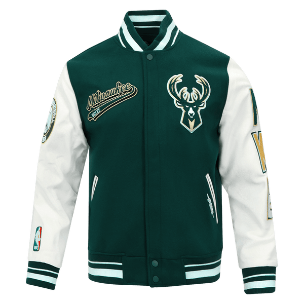 NBA MILWAUKEE BUCKS SCRIPT TAIL RIB WOOL VARSITY - Rare Leather
