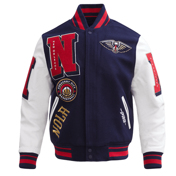 NBA NEW ORLEANS PELICANS MASHUP RIB WOOL VARSITY JACKET - Rare Leather