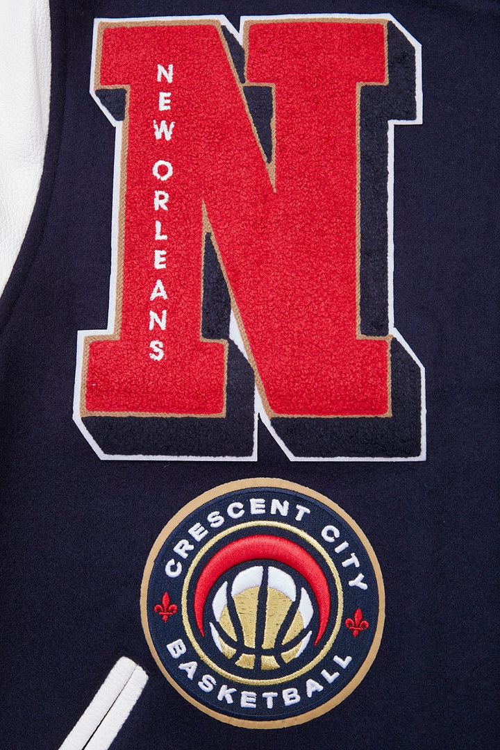 NBA NEW ORLEANS PELICANS MASHUP RIB WOOL VARSITY JACKET - Rare Leather