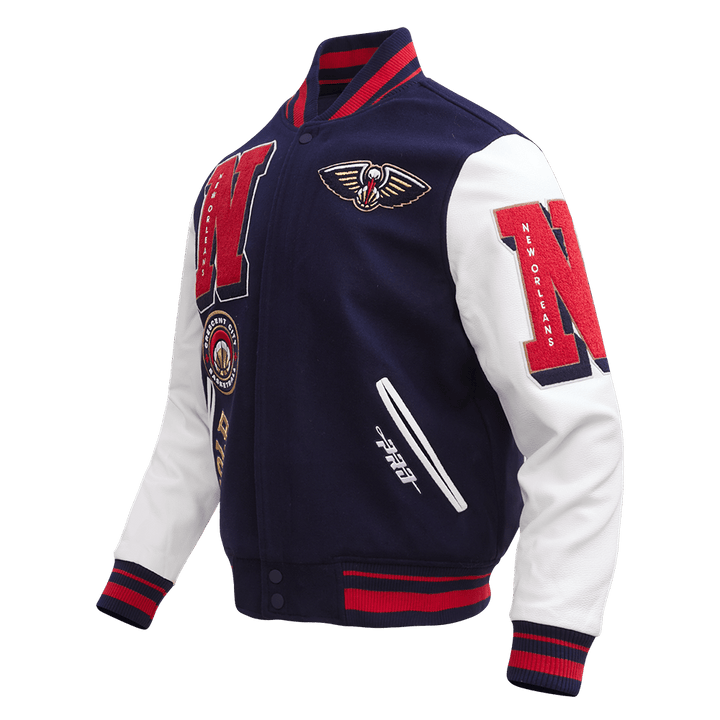 NBA NEW ORLEANS PELICANS MASHUP RIB WOOL VARSITY JACKET - Rare Leather