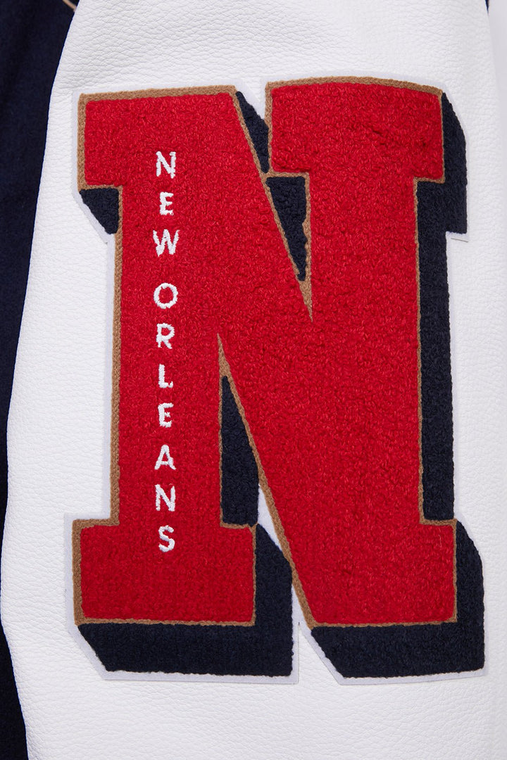 NBA NEW ORLEANS PELICANS MASHUP RIB WOOL VARSITY JACKET - Rare Leather