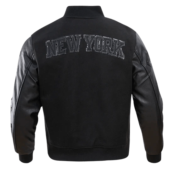 NBA New York Knicks Triple Black Men's Varsity Jacket - Rare Leather