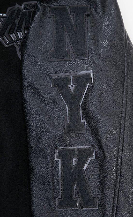 NBA New York Knicks Triple Black Men's Varsity Jacket - Rare Leather