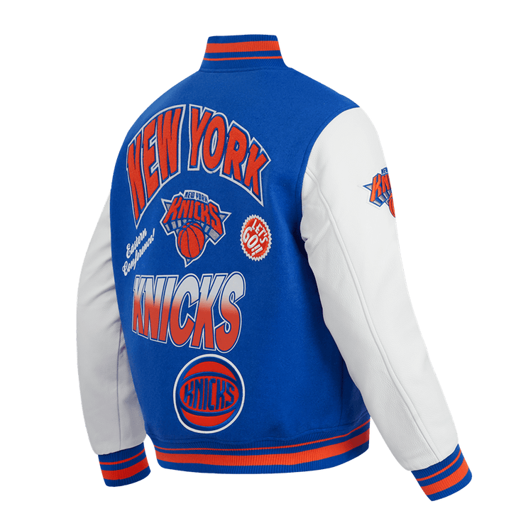 NBA NEW YORK KNICKS TURN IT UP WOOL VARSITY JACKET - Rare Leather