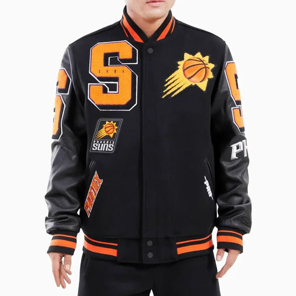 NBA Phoenix Suns Mashup Logo Varsity Jacket - Rare Leather