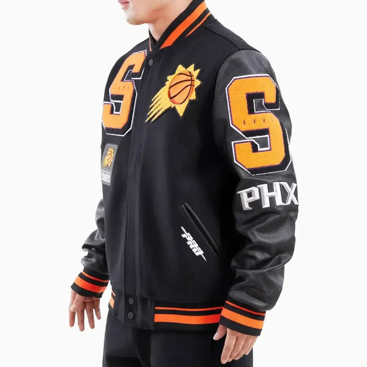 NBA Phoenix Suns Mashup Logo Varsity Jacket - Rare Leather