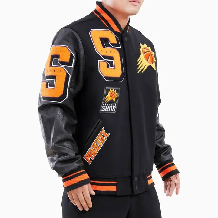 NBA Phoenix Suns Mashup Logo Varsity Jacket - Rare Leather