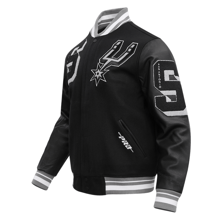 NBA SAN ANTONIO SPURS MASHUP RIB WOOL VARSITY JACKET - Rare Leather