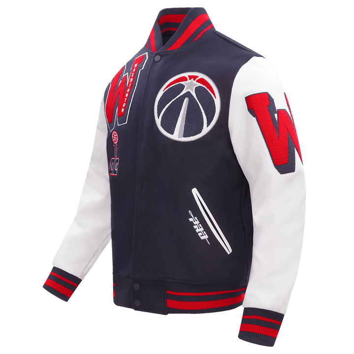 NBA WASHINGTON WIZARDS MASHUP RIB WOOL VARSITY JACKET - Rare Leather