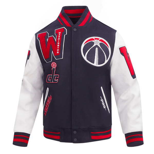 NBA WASHINGTON WIZARDS MASHUP RIB WOOL VARSITY JACKET - Rare Leather