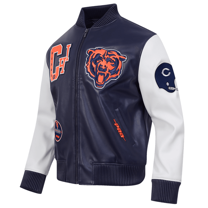 NFL Chicago Bears Best Of Men’s Leather Varsity Jacket - Rare Leather Order Now !!