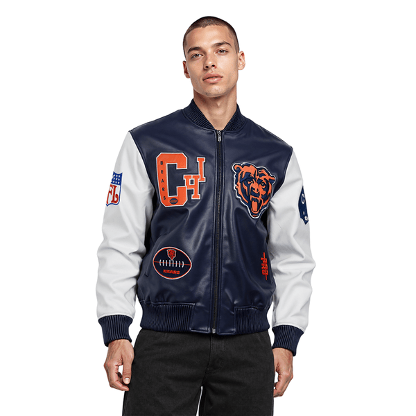 NFL Chicago Bears Best Of Men’s Leather Varsity Jacket - Rare Leather Order Now !!