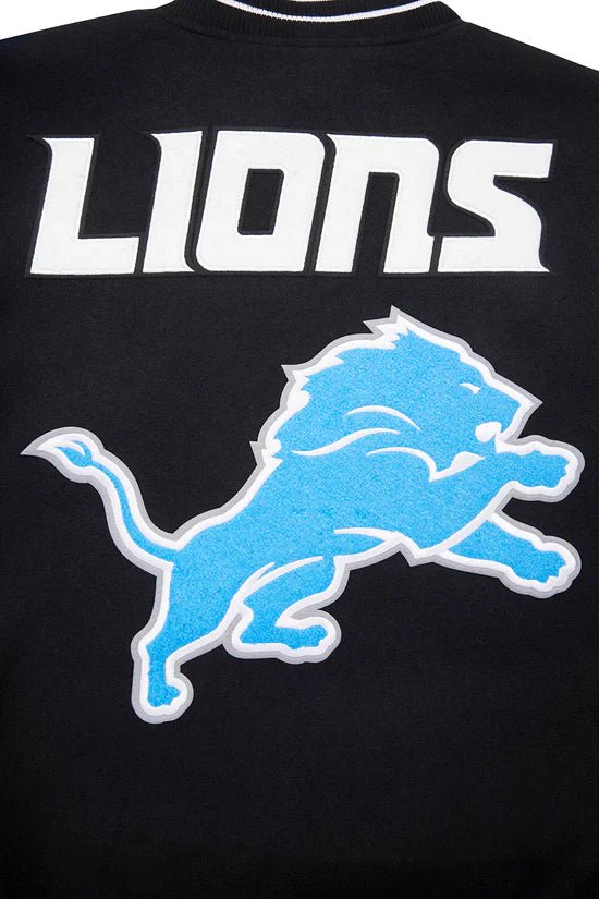NFL Detroit Lions Mashup Men's Rib Wool Varsity Jacket - Rare Leather