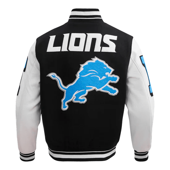 NFL Detroit Lions Mashup Men's Rib Wool Varsity Jacket - Rare Leather