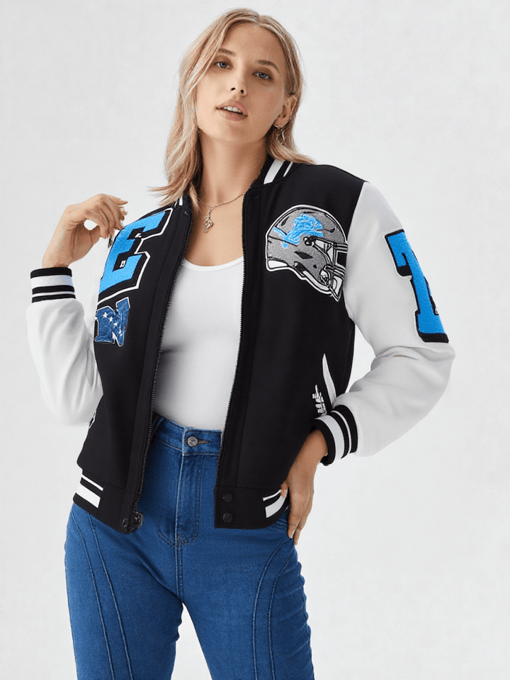 NFL Detroit Lions Mashup Men's Rib Wool Varsity Jacket - Rare Leather
