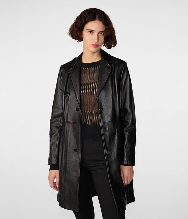 Nora Button Down Lamb Trench - Rare Leather