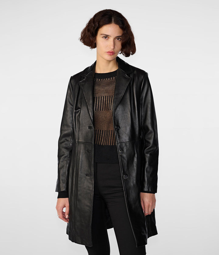 Nora Button Down Lamb Trench - Rare Leather