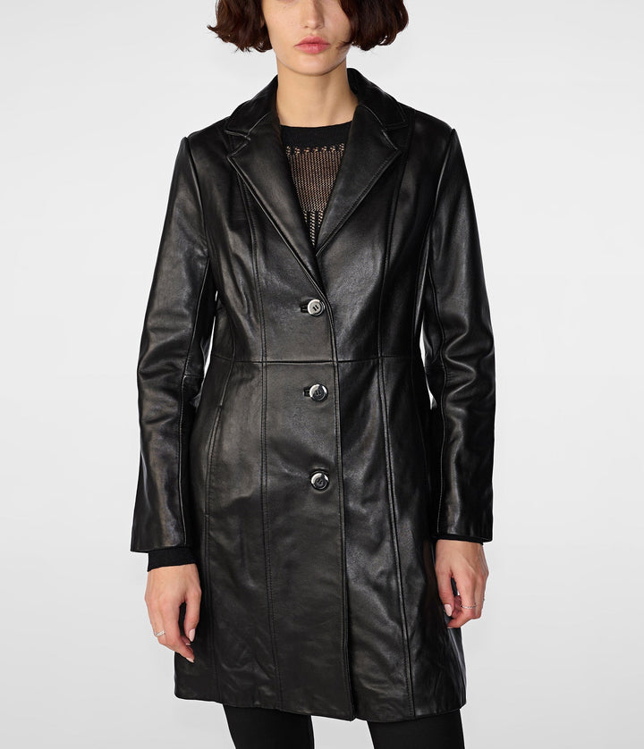 Nora Button Down Lamb Trench - Rare Leather