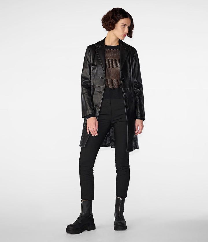 Nora Button Down Lamb Trench - Rare Leather