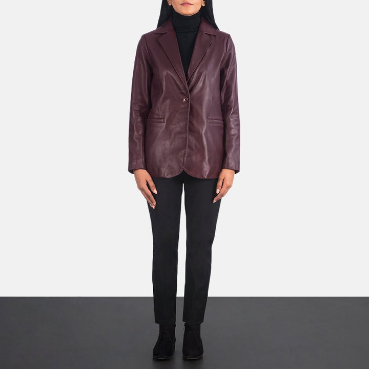 Norma Maroon Leather Blazer - Rare Leather