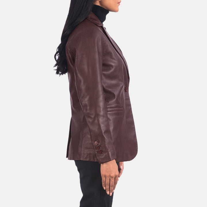 Norma Maroon Leather Blazer - Rare Leather