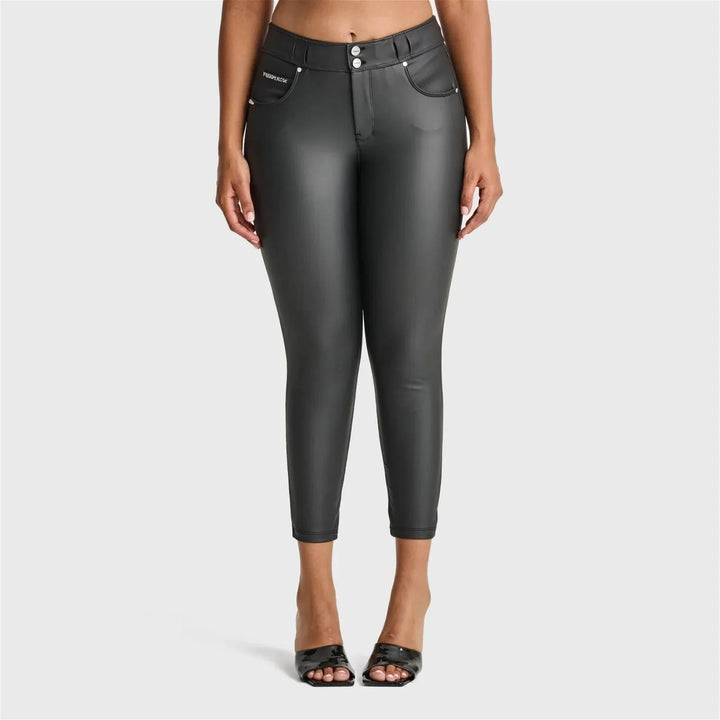 N.O.W® Faux Leather - High Waisted - Petite Length - Black - Rare Leather